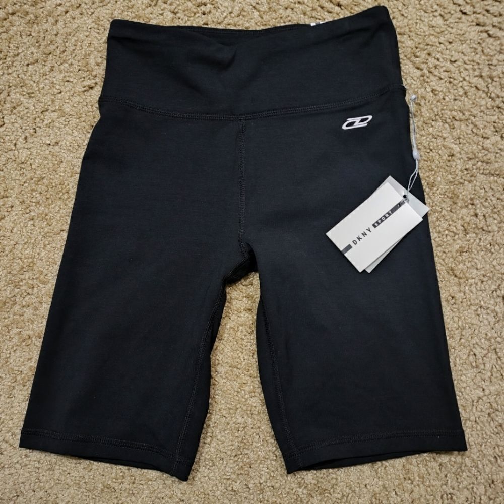 DKNY Women's Sport Icon High Waist Bike Black Shorts -I
